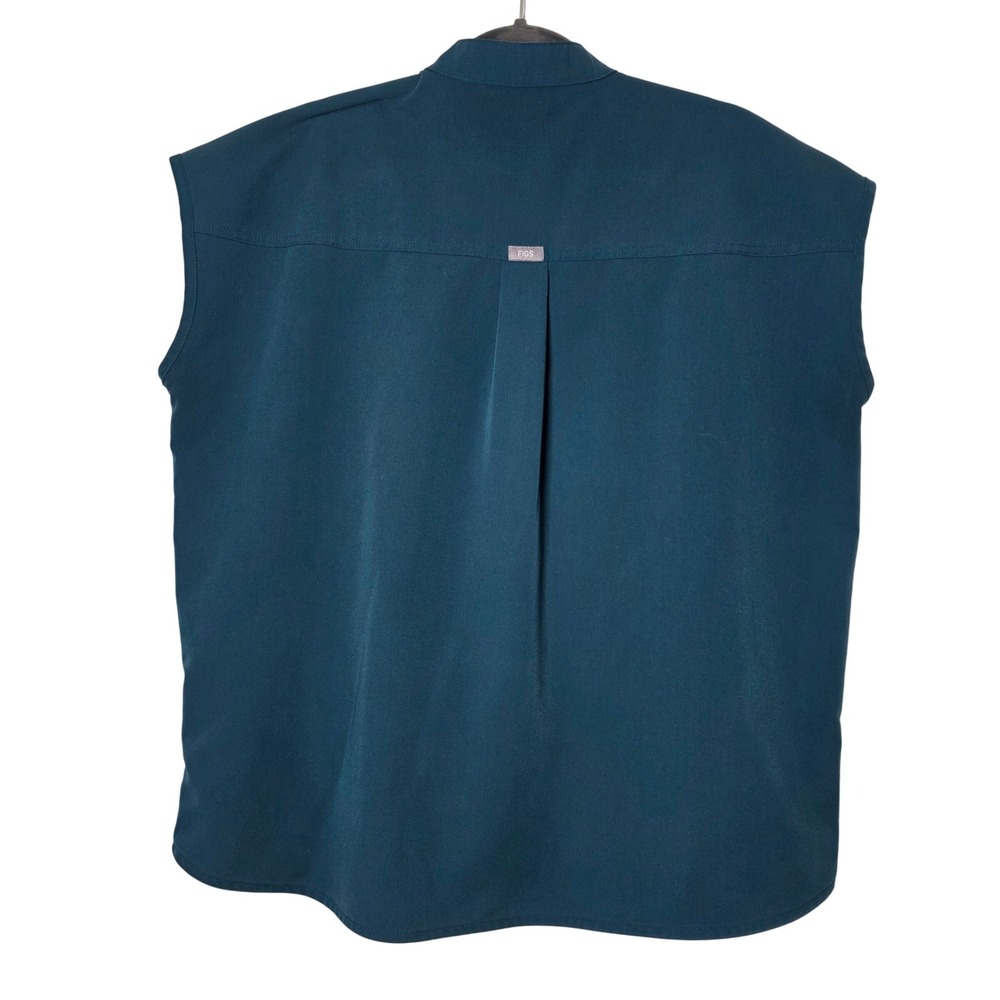 Figs Rafaela Mandarin Collar Scrub Top Medium Teal Blue WXXSW1003 Womens - Picture 3 of 9